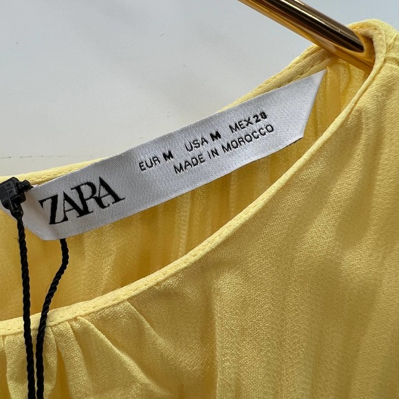Zara Pleated Cape Blouse in Yellow Size Medium NWT - Picture 3 of 7
